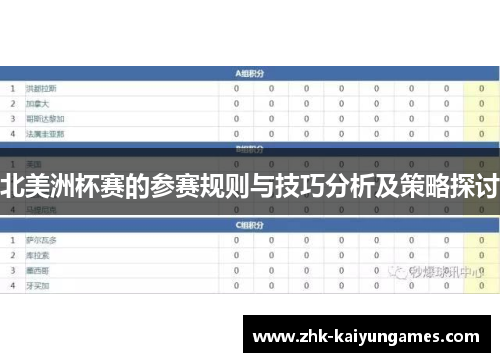 北美洲杯赛的参赛规则与技巧分析及策略探讨